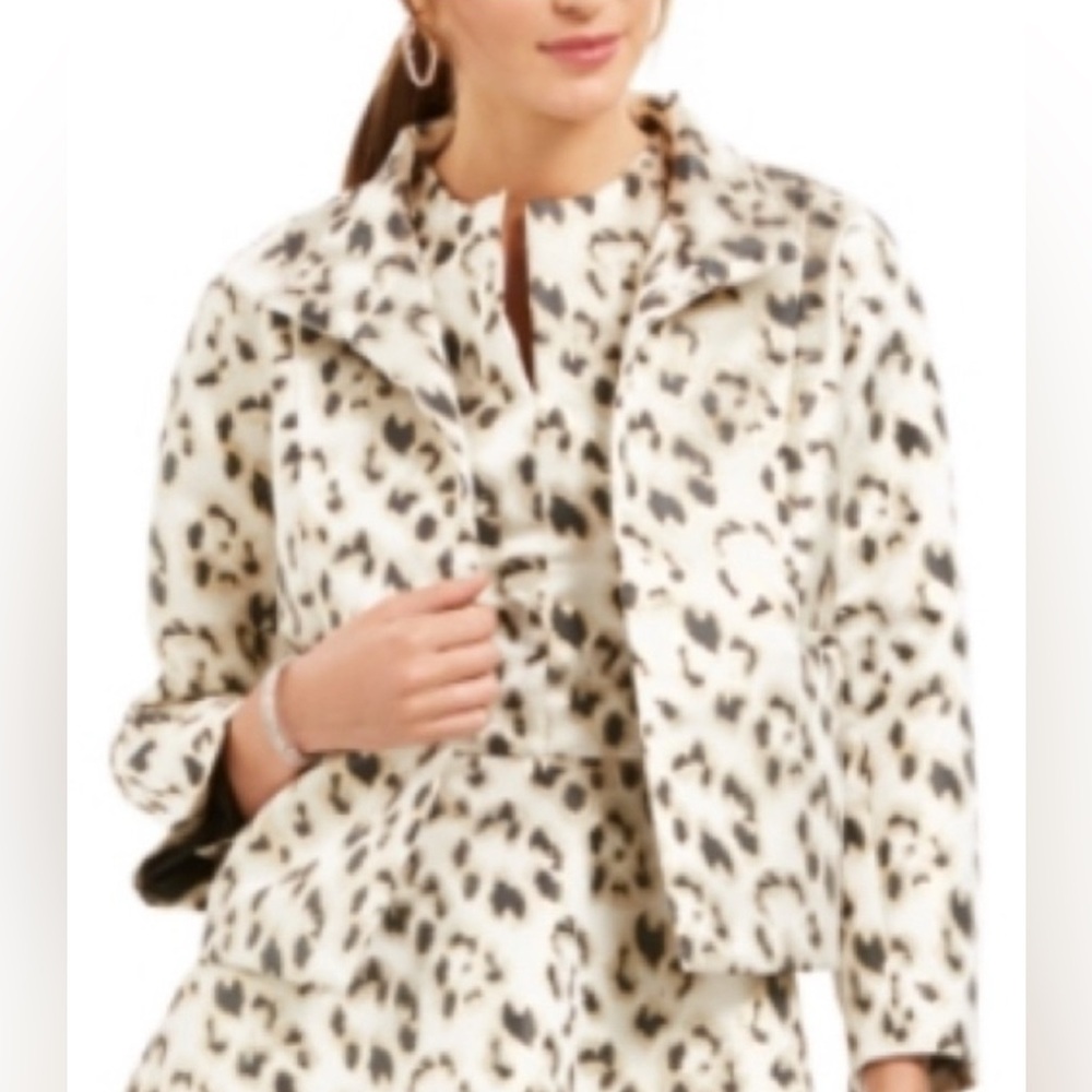 Natori Large Gold Metallic Leopard Print Lined Open Front Cardigan Jacket